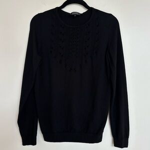 A.P.C. Black 100% Merino Wool Pullover Knit Sweater Size Medium